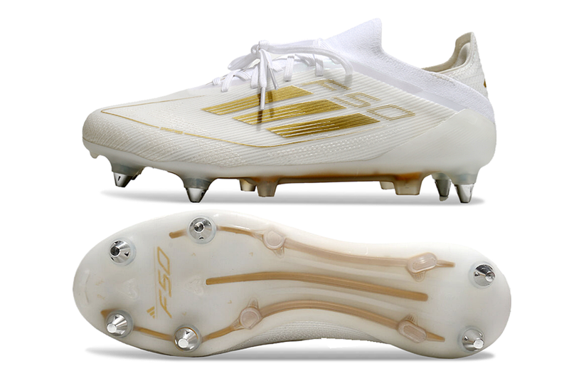 BOTA DE FUTBOL ADIDAS F50 SG ELITE - BLANCO/DORADA